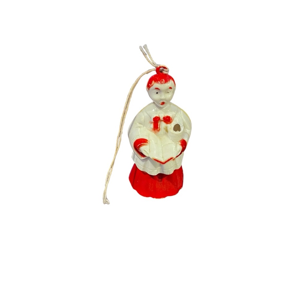 Vintage 50s 60s Christmas Choir Boy Plastic 3" Candle Holder ornament - Picture 1 of 5